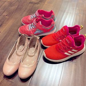 Girls Shoes Bundle Lot 3-pairs Size 2 Adidas Skechers Sneakers